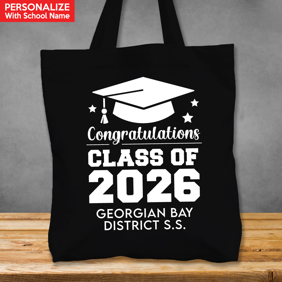 Grad XL Personalized School Name Black Tote