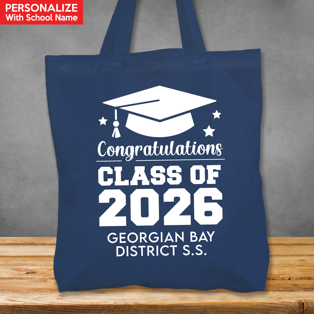 Grad XL Personalized School Name Blue Tote