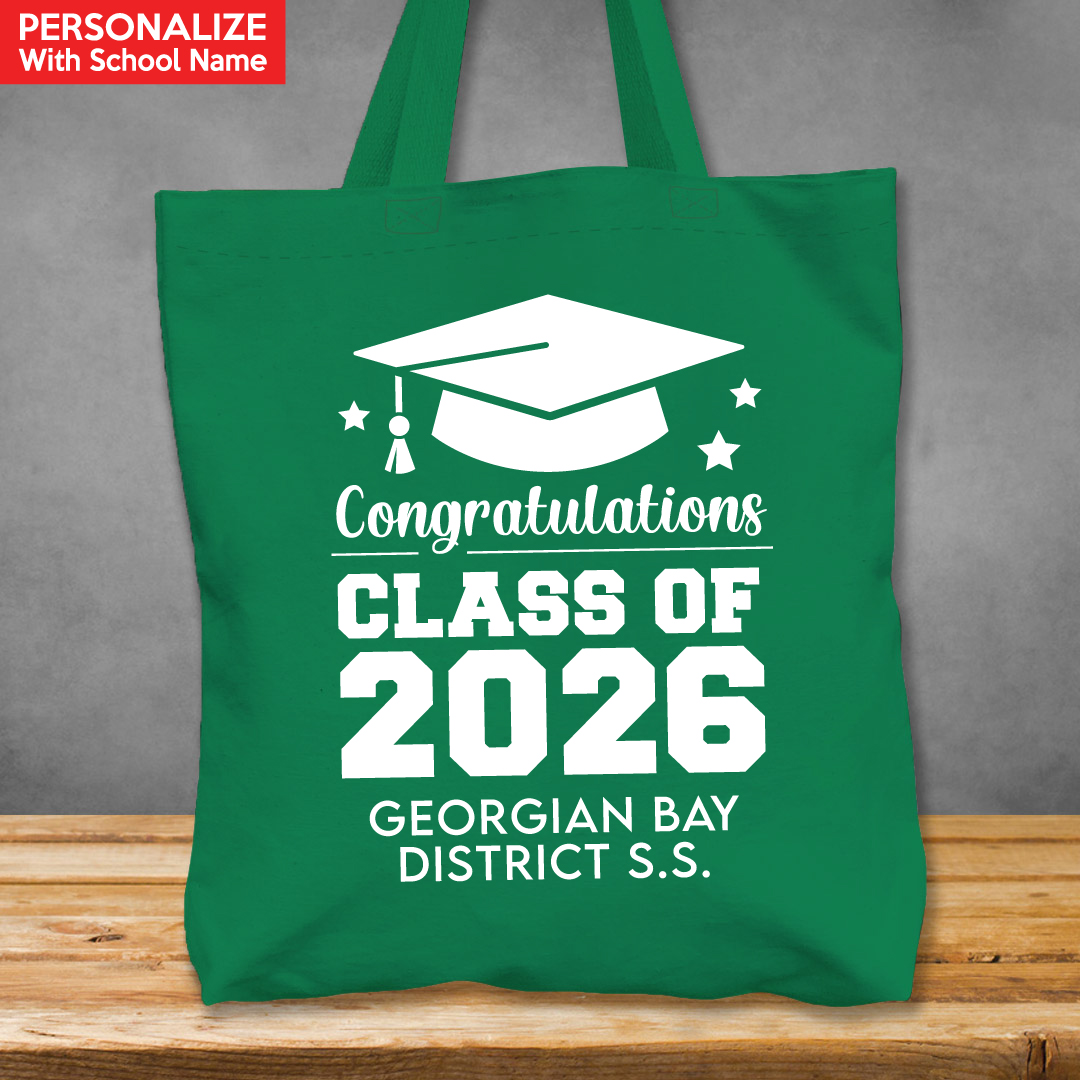 Grad XL Personalized School Name Green Tote