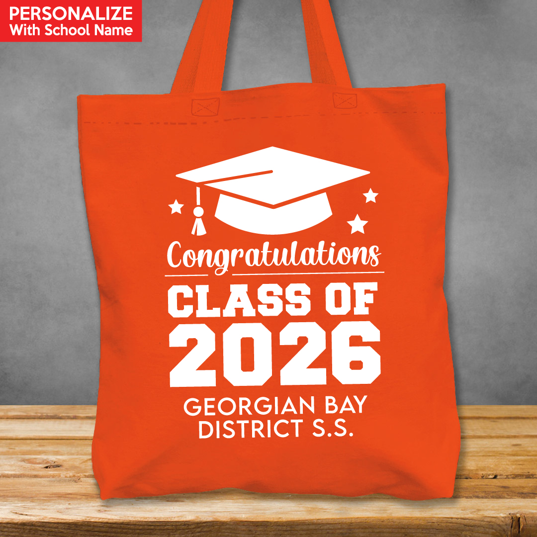 Grad XL Personalized School Name Orange Tote