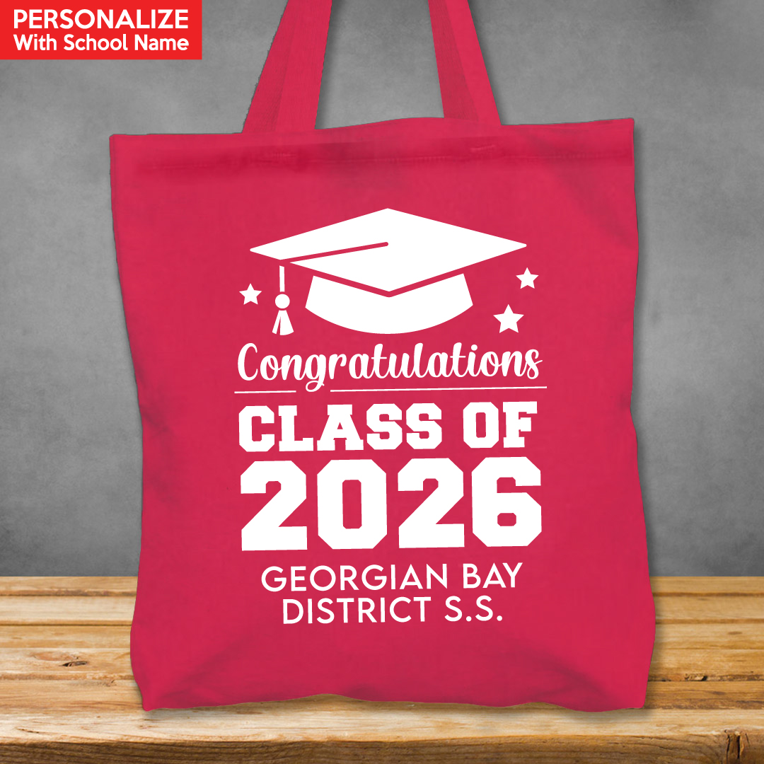 Grad XL Personalized School Name Pink Tote
