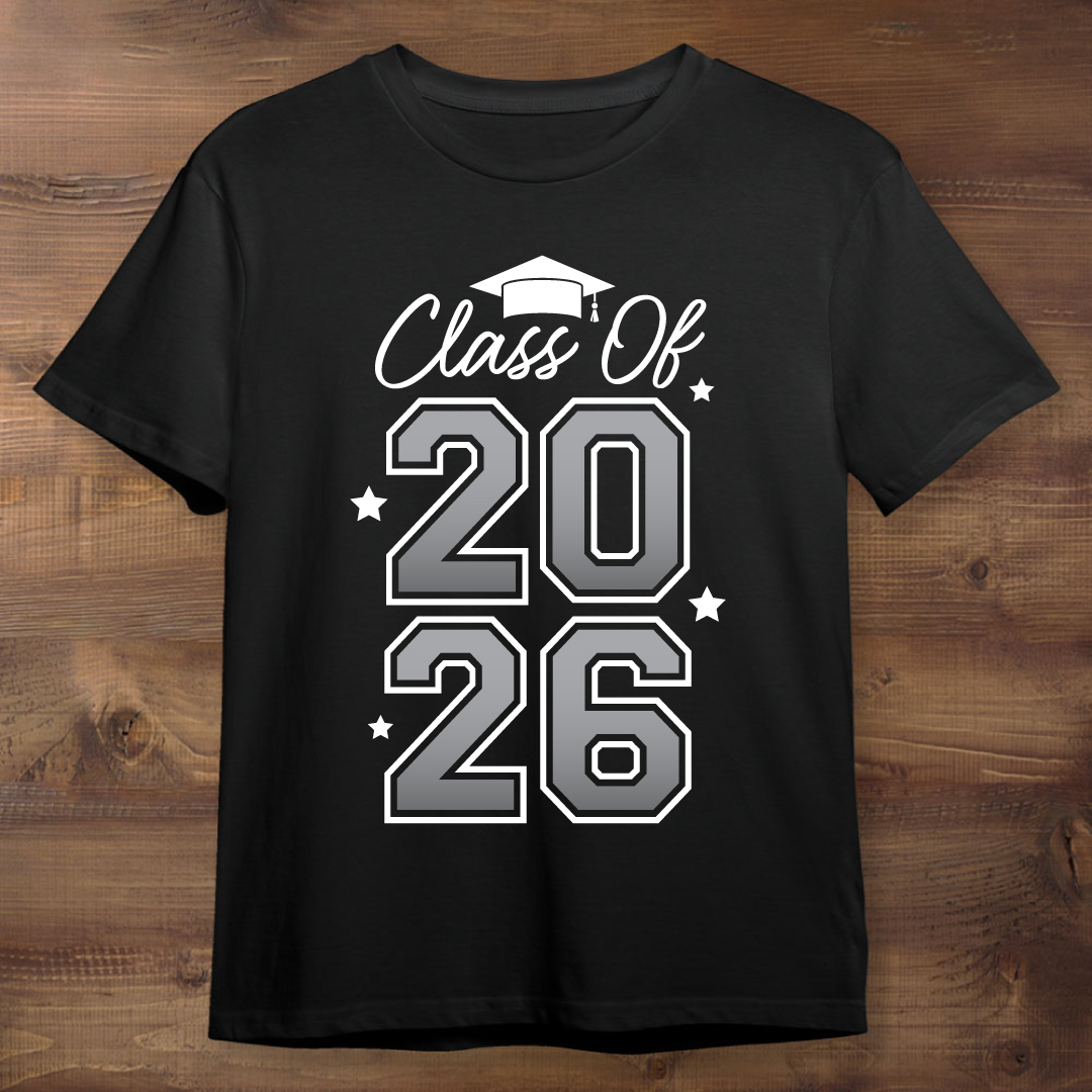 Silver Class of 2026 Graduation Black T-shirt