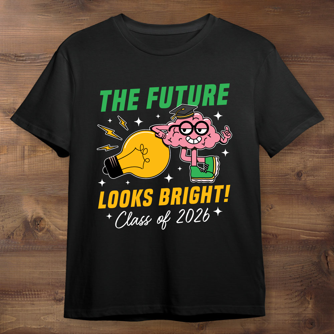 Future Looks Bright Elementary Grad Black Tshirt
