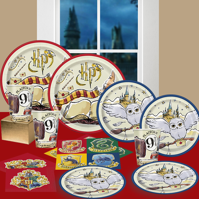 Herofiber Harry Potter Themed Party Supplies, Decorations & Favors - 16 Guest - Small & Large Plates, Cups, Napkins, Tablecover, Cutlery, Loot