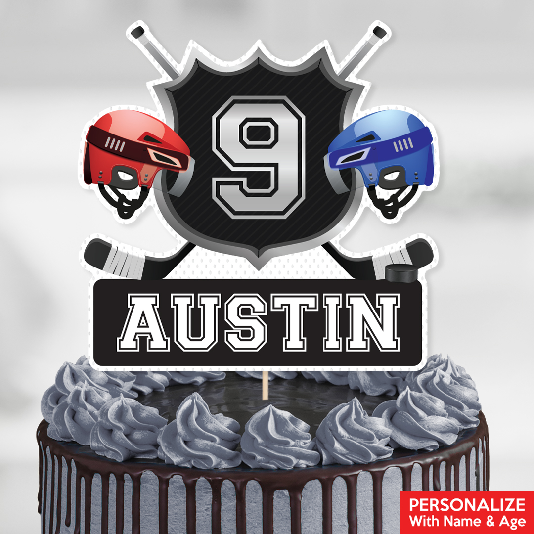 Hockey PERSONALIZED Name & Age Cake Topper