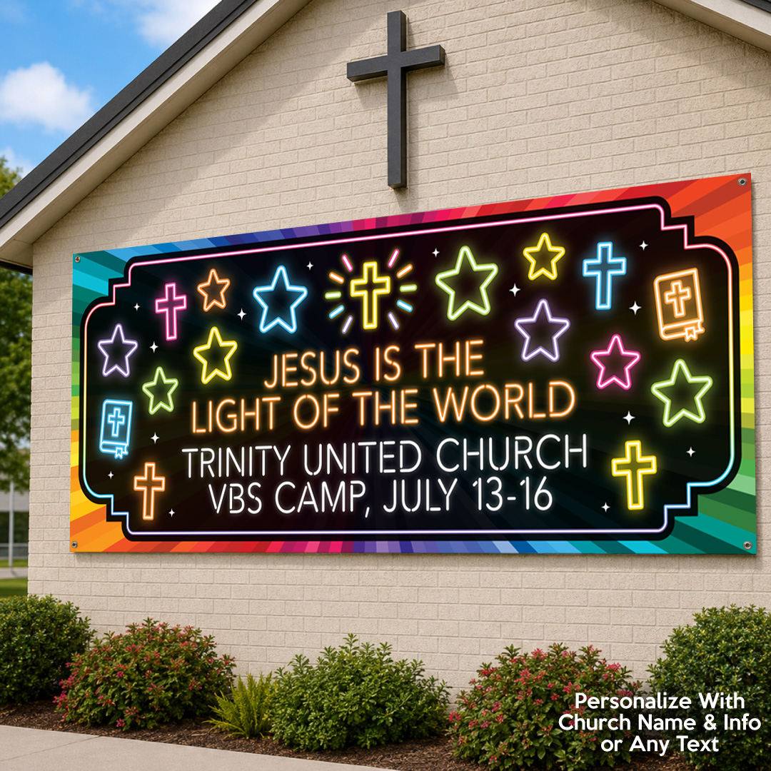 Jesus is the Light VBS PERSONALIZED Giant Vinyl Keepsake Banner