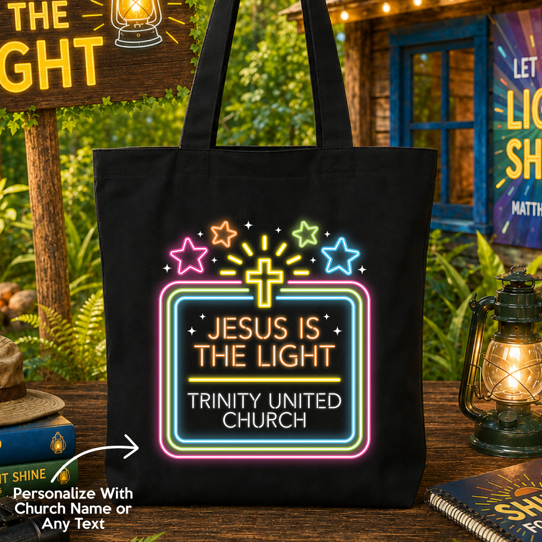 Personalized Jesus is the Light VBS Premium XL Black Tote