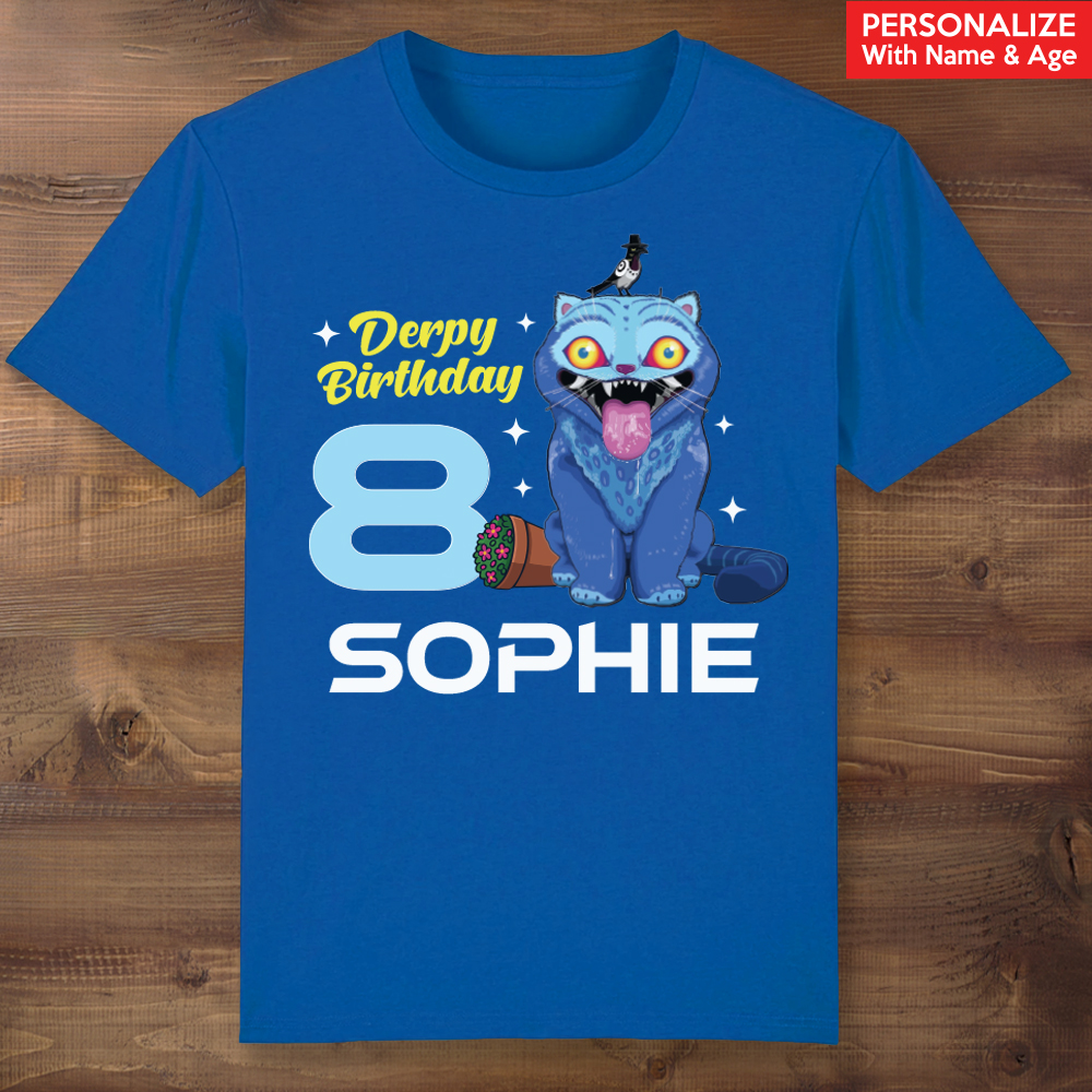 K-Pop Derpy Birthday Personalized Blue T-Shirt