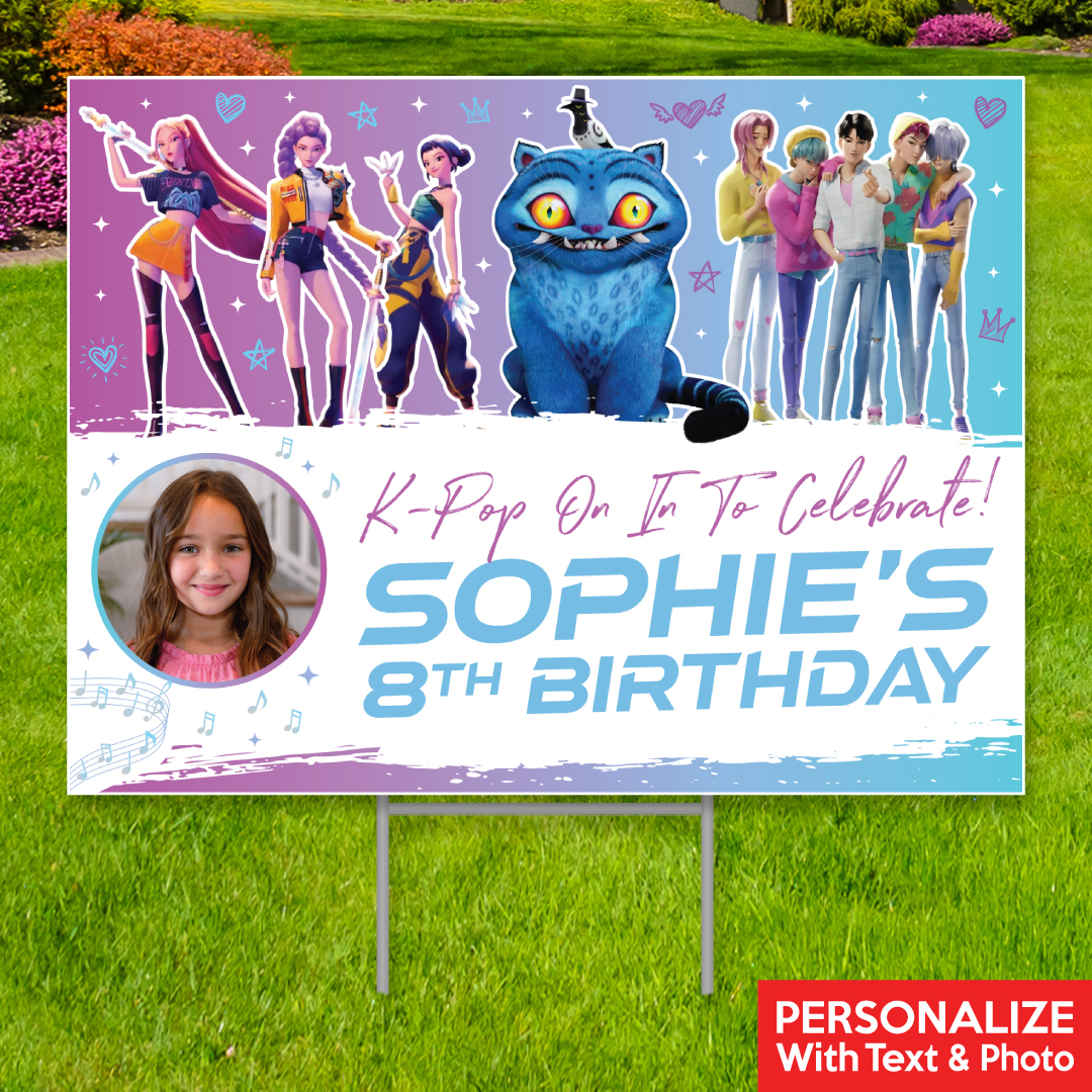 KPop Demon Hunters Photo PERSONALIZED Large Yard Sign