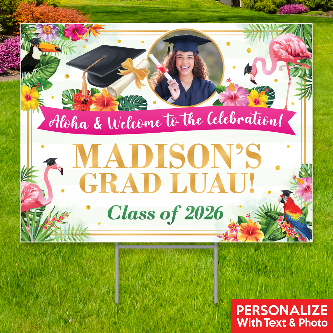 Luau Grad Party Photo PERSONALIZED Large Yard Sign