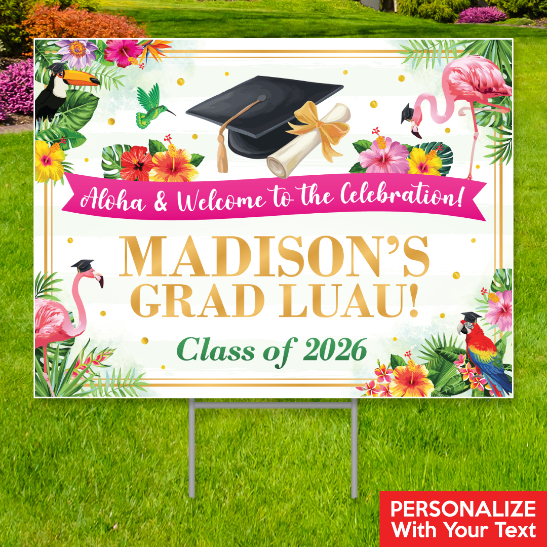 Luau Grad Party PERSONALIZED Large Yard Sign