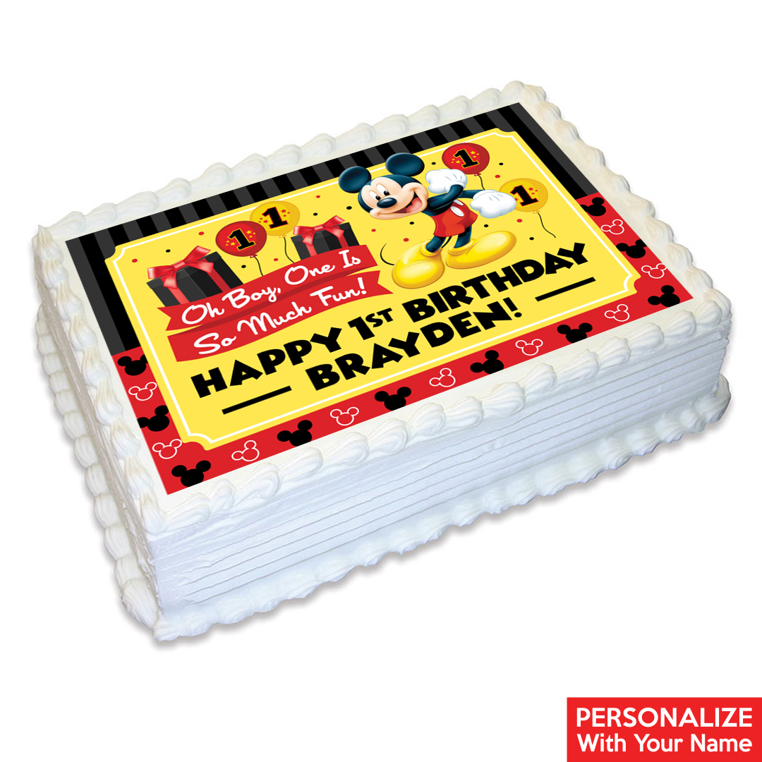 Mickey Mouse 1st Birthday Personalizable Edible Icing