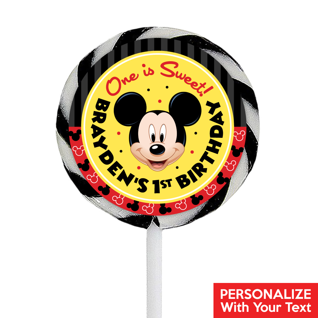 Mickey 1st PERSONALIZED Lollipops - 12 Pk