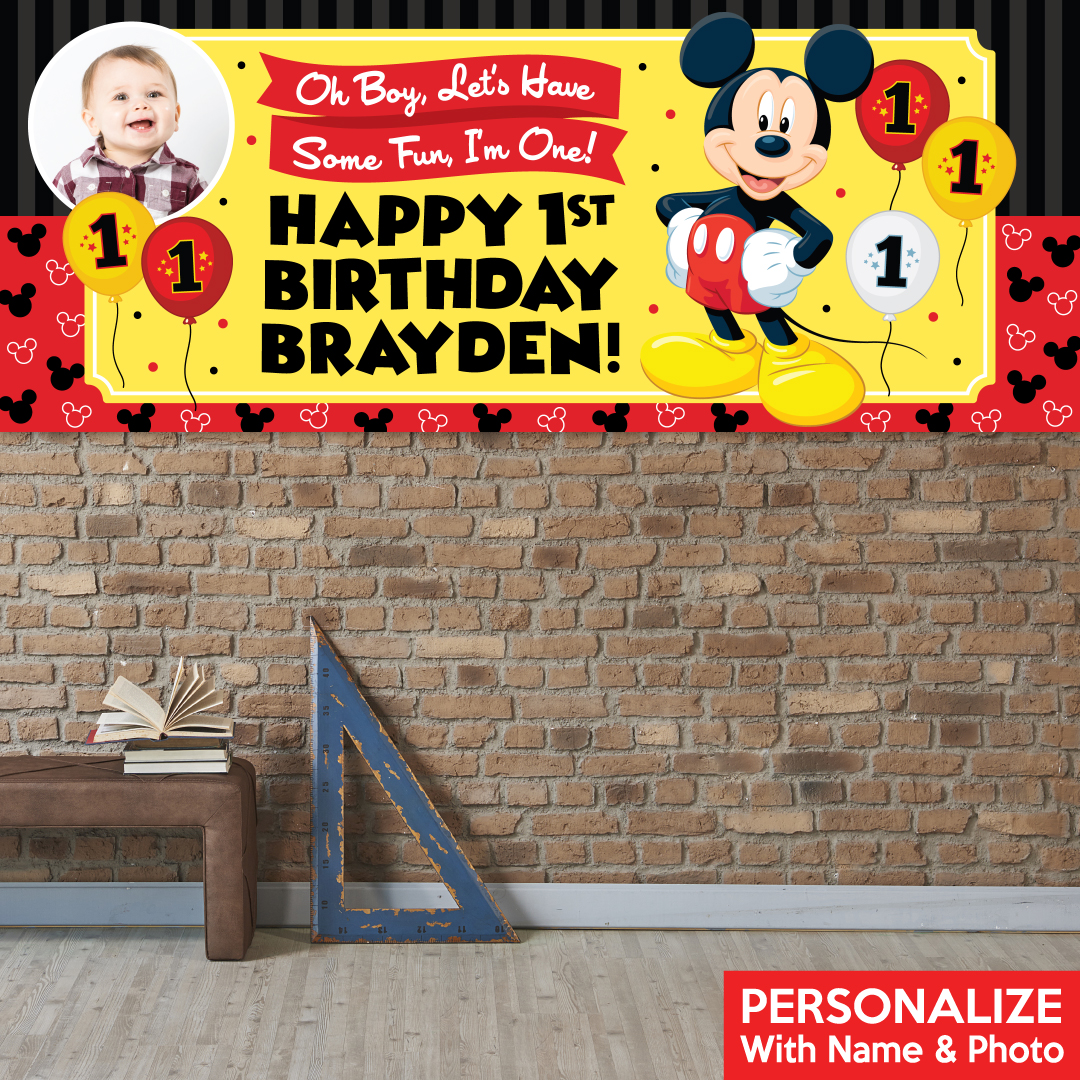 Mickey 1st PHOTO PERSONALIZED Giant Vinyl Keepsake Banner