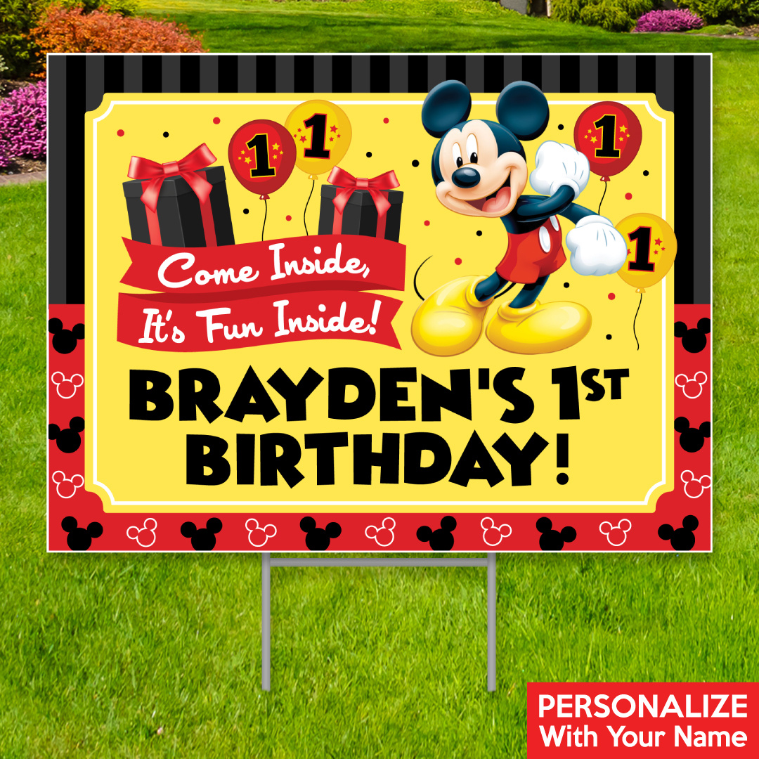 Mickey 1st All Weather PERSONALIZED Large Yard Sign