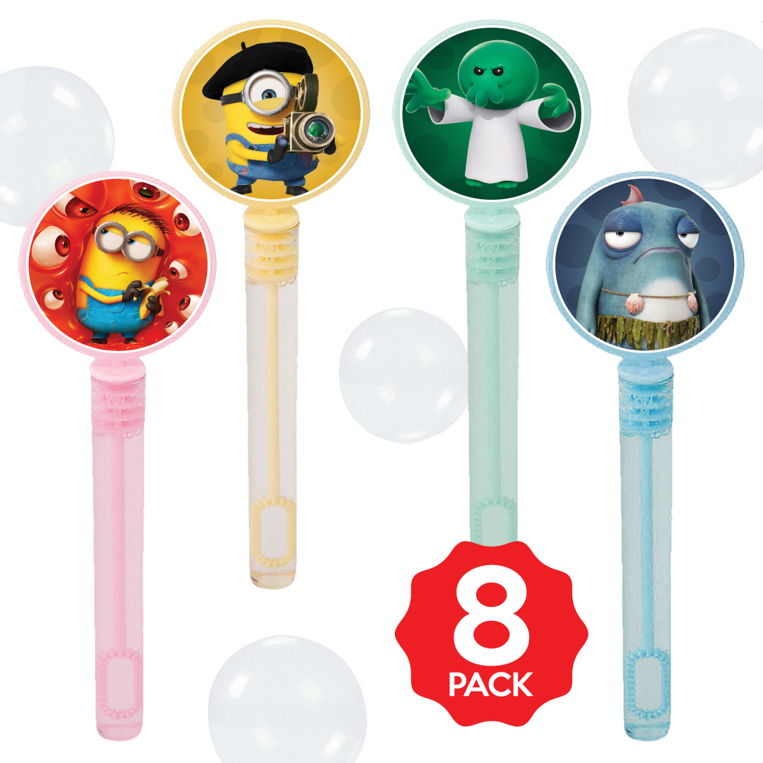 *Minions & Monsters Bubble Bottles w/Wands - 8 PACK
