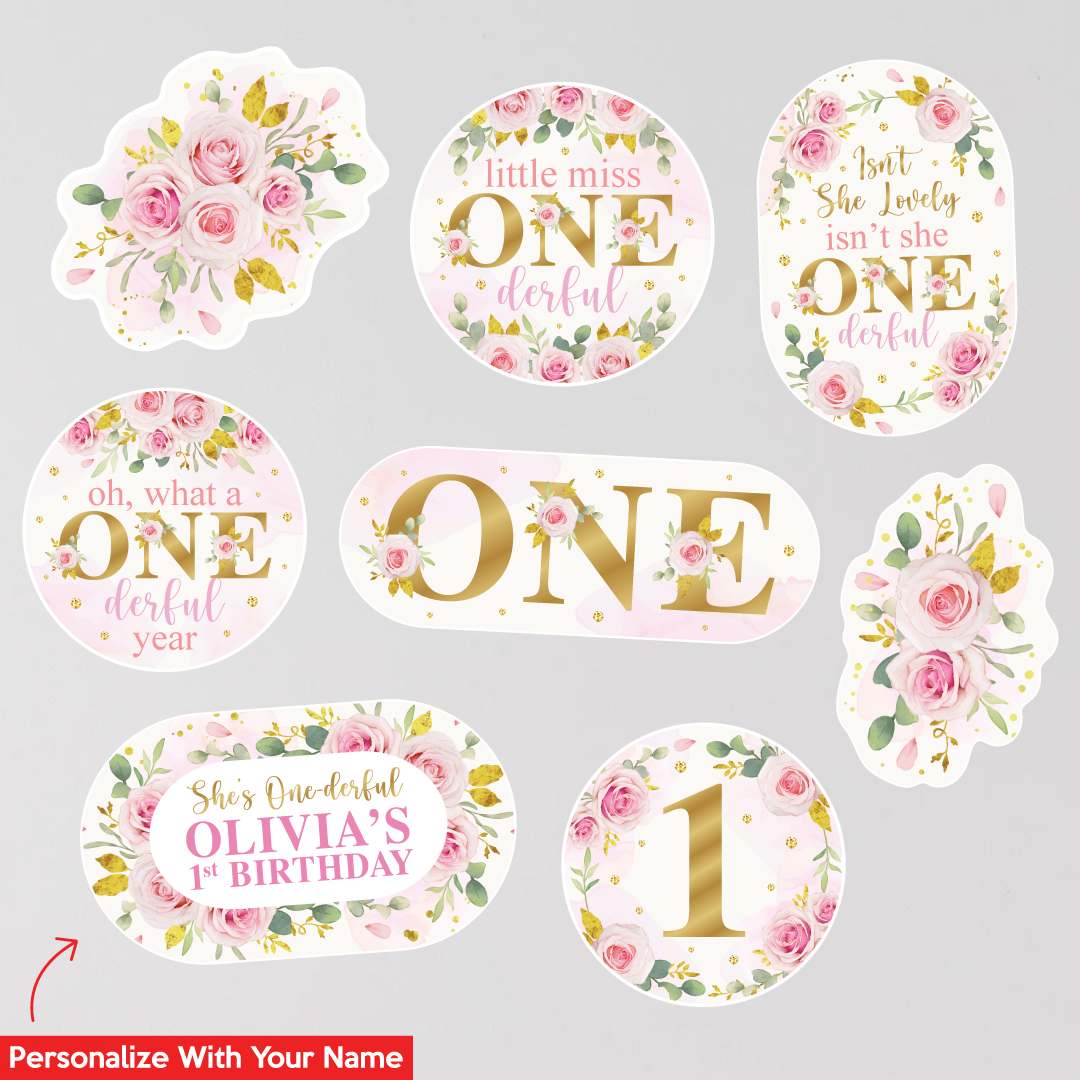 Miss Onederful Personalized BIG Cutouts - 8 PACK