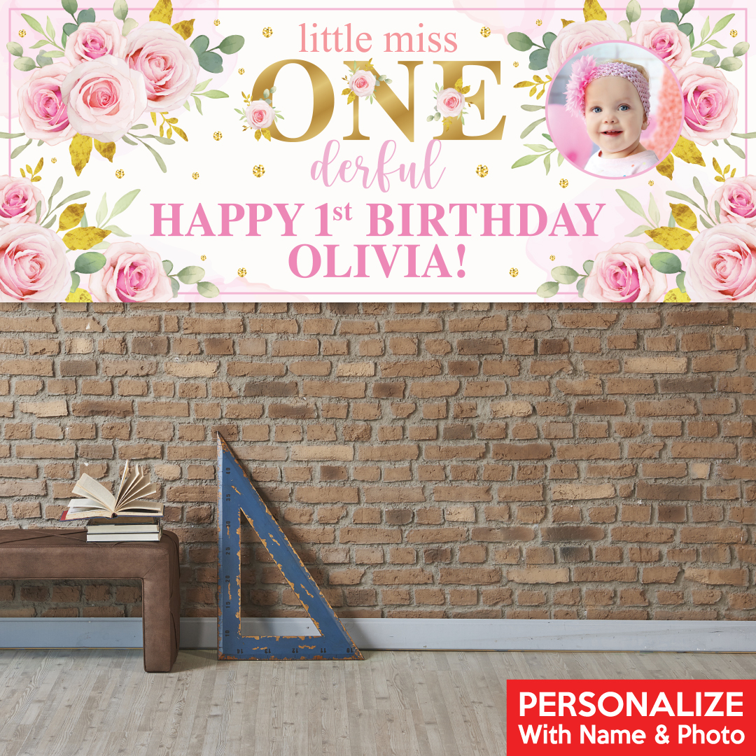 Miss Onederful PHOTO PERSONALIZED Giant Vinyl Keepsake Banner