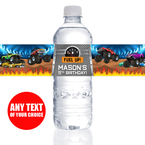 100 Monster Truck Water Bottle Labels Great for Birthday Party Kids Events  Easy to use