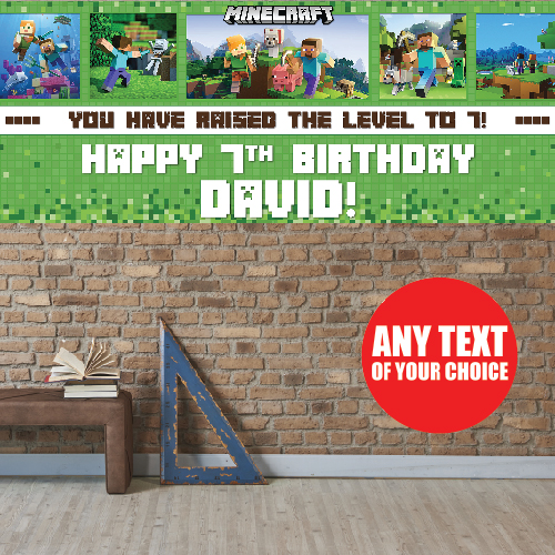 Minecraft Personalized Giant Vinyl Keepsake Banner Party Supplies