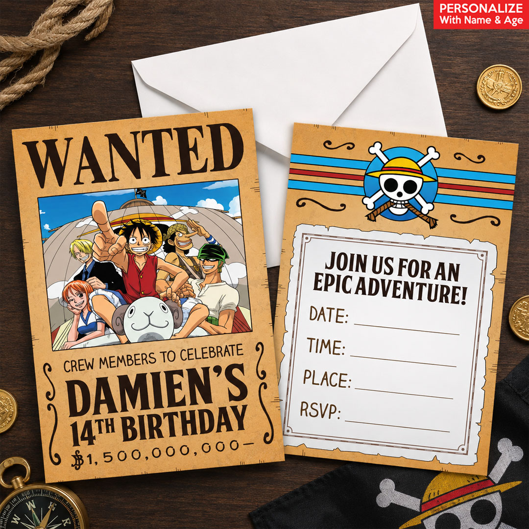 One Piece PERSONALIZED Invitations - 8 Pk