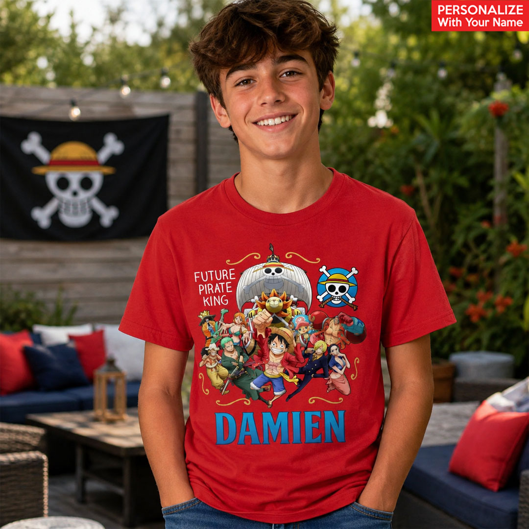 One Piece Personalized Name Red Shirt