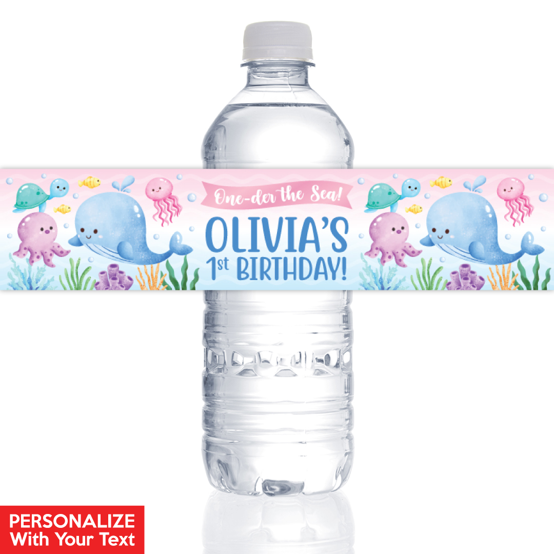 One-der the Sea PERSONALIZED VINYL Bottle Labels - 10 PK