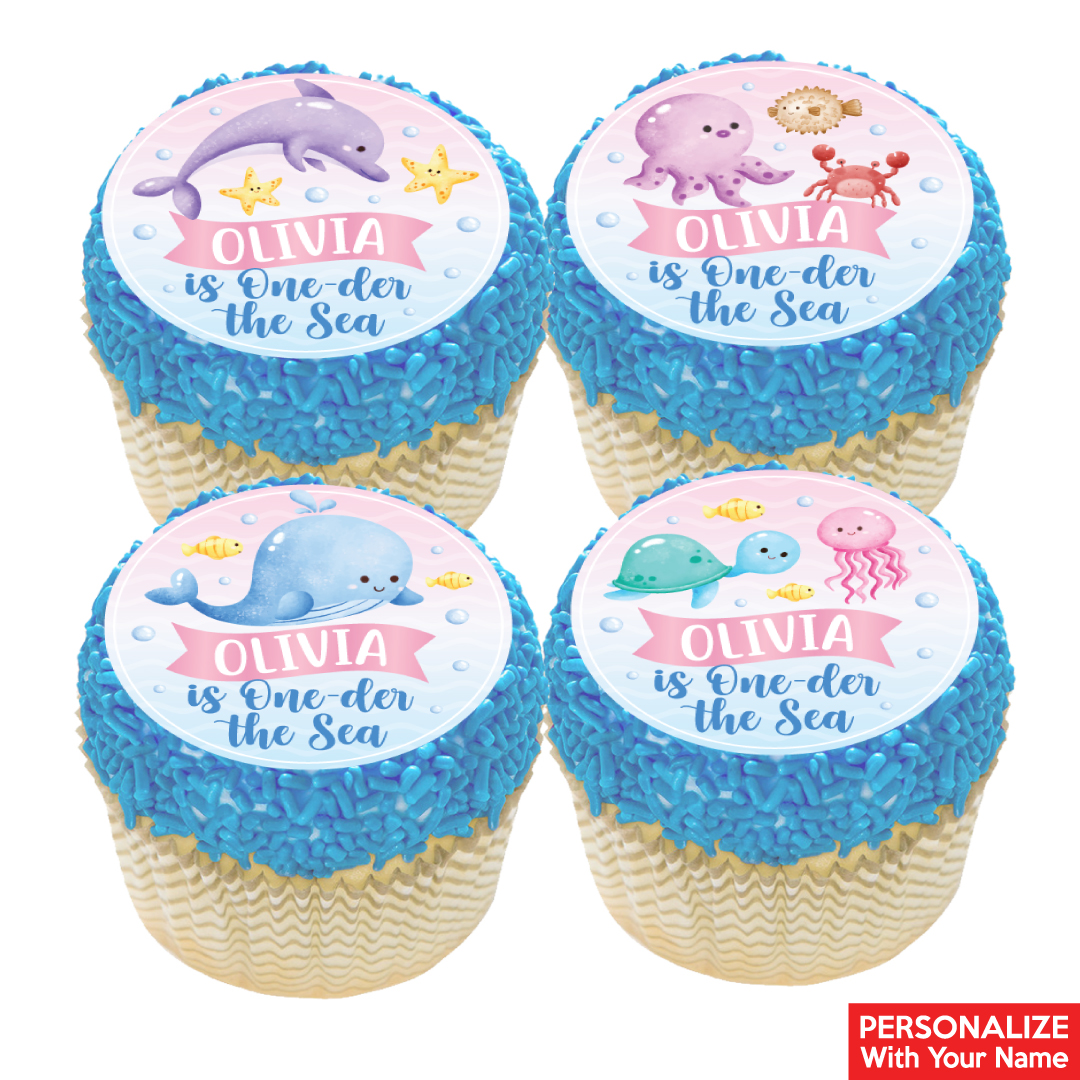 One-der the Sea Personalized Cupcake Icing Toppers 12pk