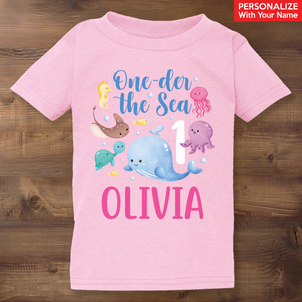 One-der the Sea Personalized Light Pink T-shirt