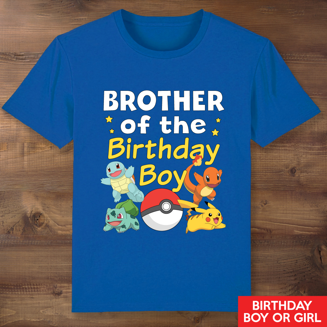 Pokemon Brother of the Birthday Child Blue T-shirt