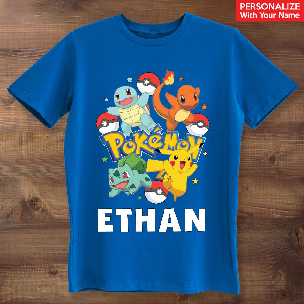 Pokemon Personalized Name Blue T-shirt