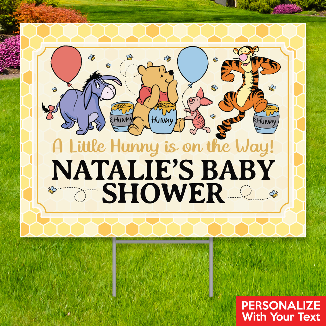 Pooh Shower All Weather PERSONALIZED Large Yard Sign