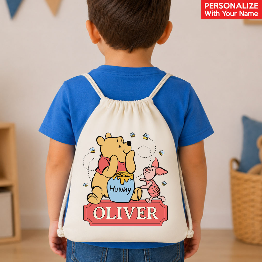 Classic Winnie the Pooh Personalized Drawstring Backpack