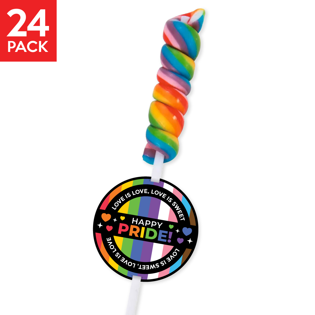 Happy Pride Rainbow Twisty Pops with Cards - 24 Pk
