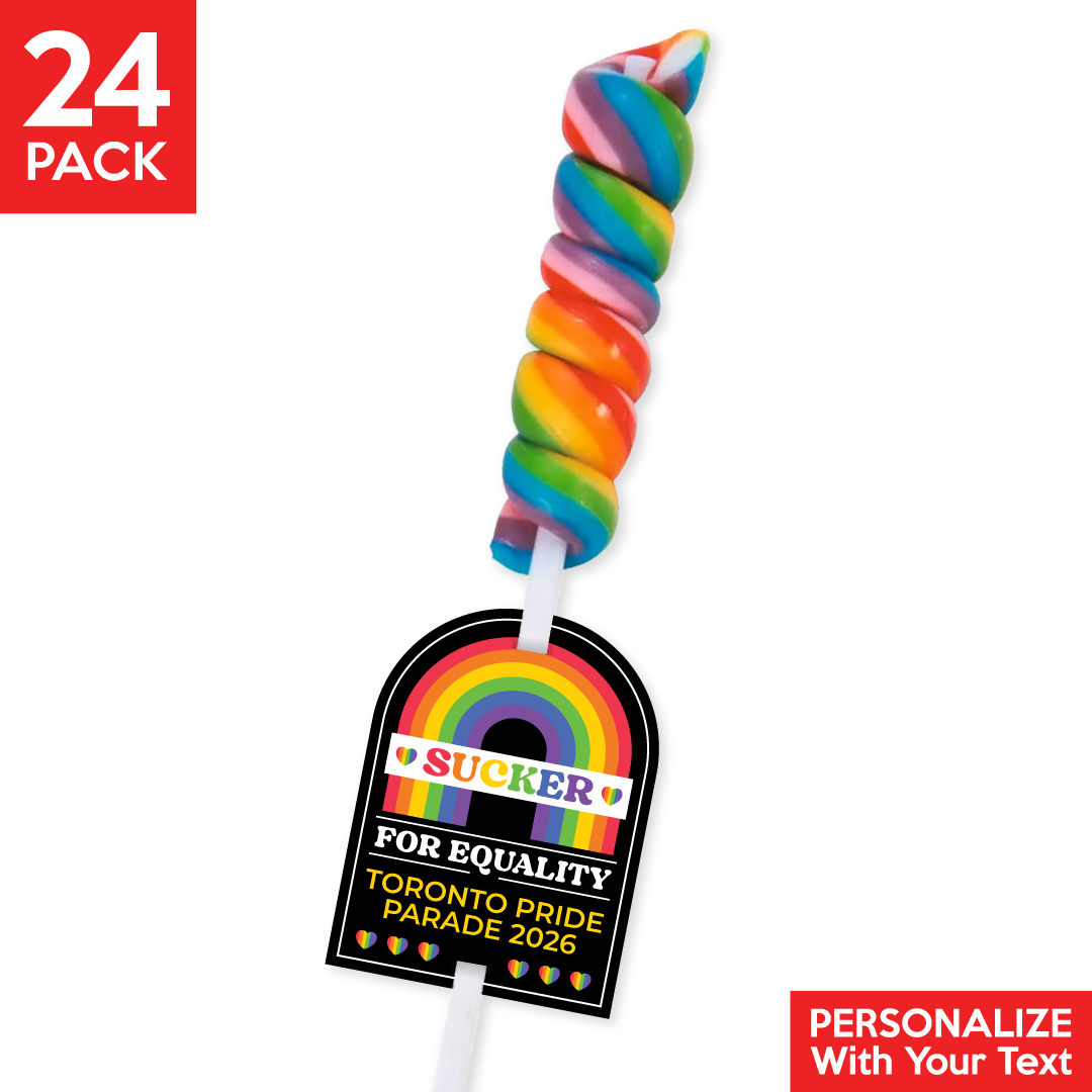 Pride Sucker for Equality Personalized Rainbow Twisty Pops with Cards 24 Pk