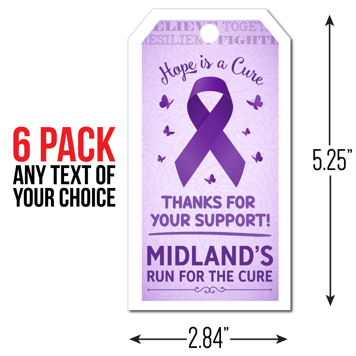 Personalized Pancreatic Cancer Ribbon (Purple) - Pack of 10