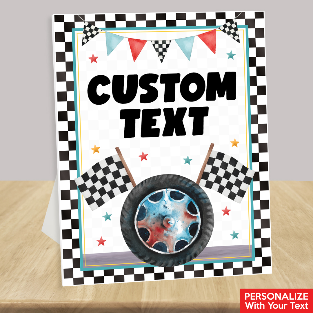 Racing Watercolour Custom Text Easel Display Sign
