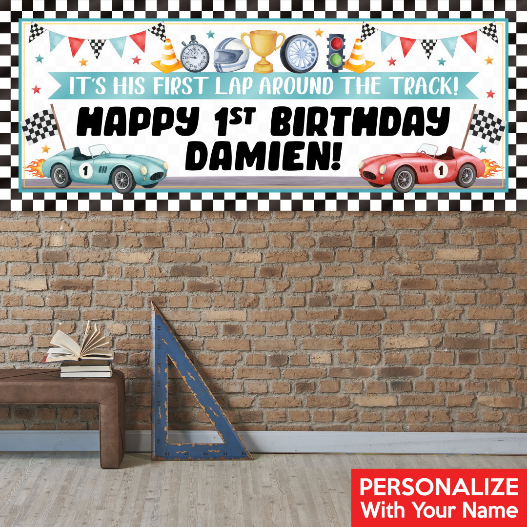 Racing Fast One PERSONALIZED Giant Vinyl Keepsake Banner