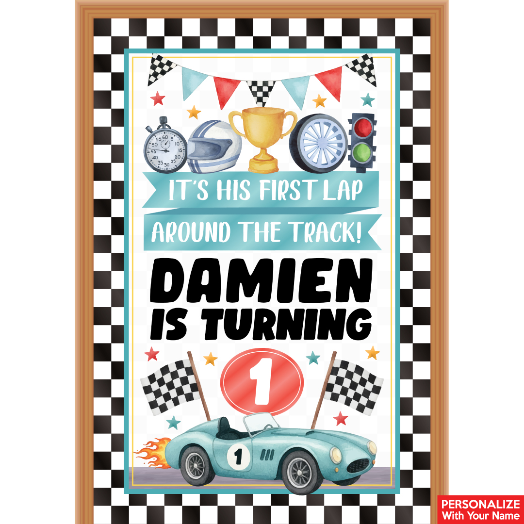 Racing Fast One PERSONALIZED Giant Vinyl Keepsake Door Sign