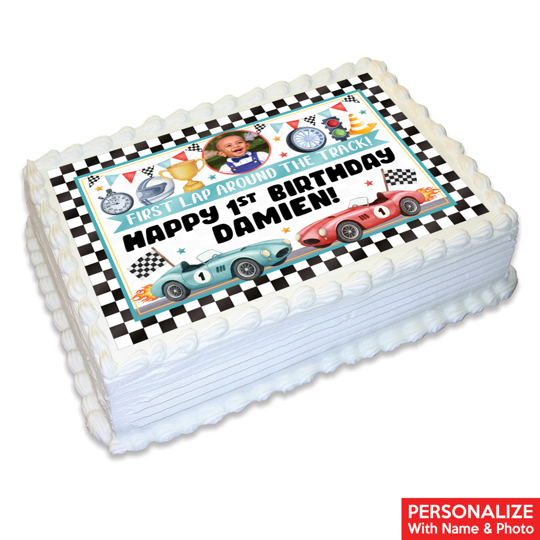 Racing Fast One Photo Personalizable Edible Icing