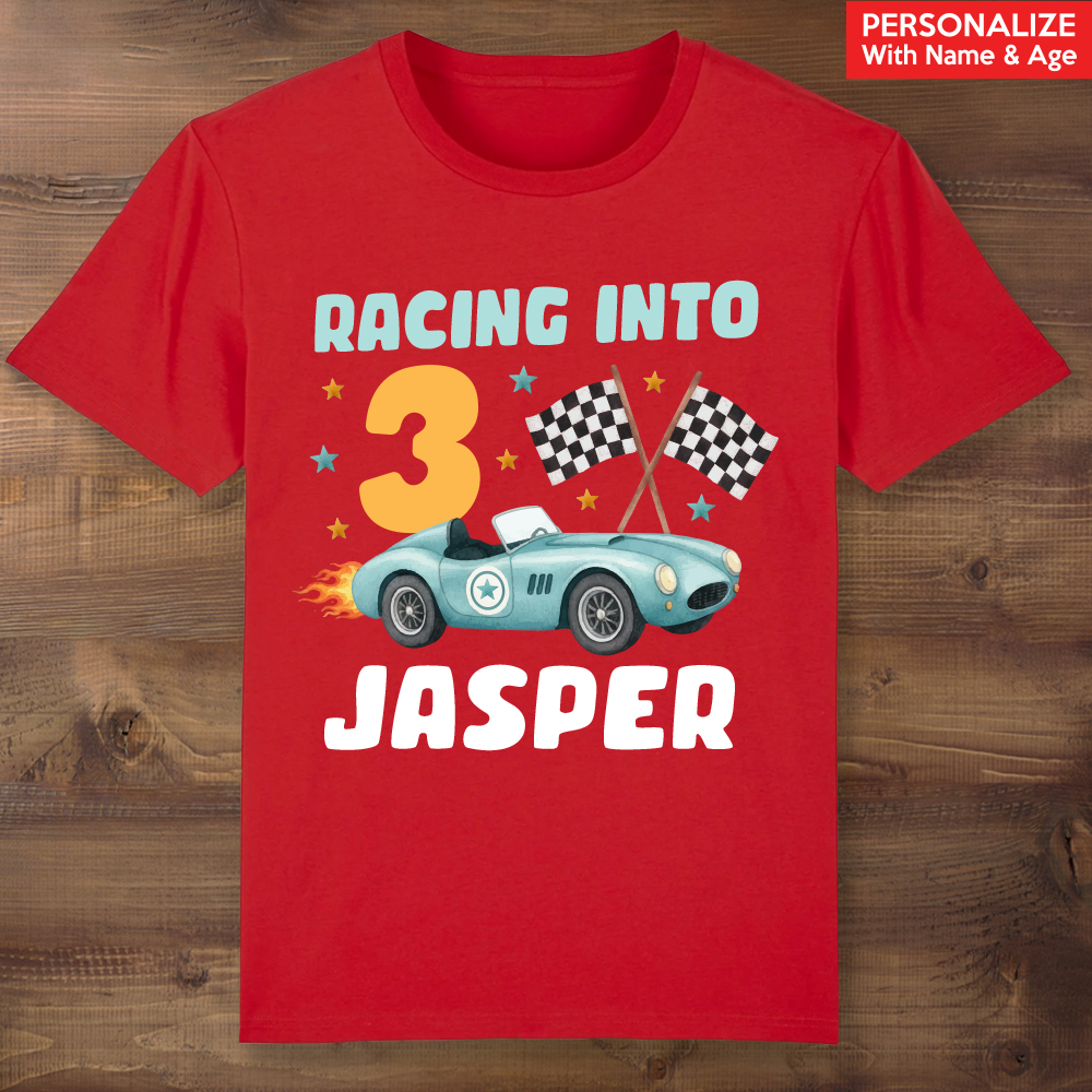 Racing Watercolour Personalized Birthday Red T-shirt