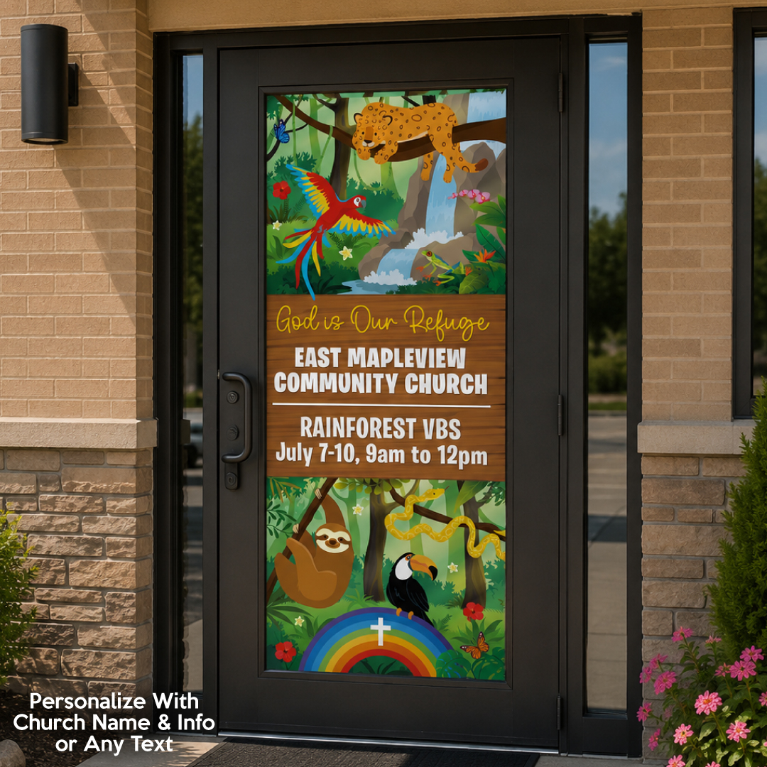Rainforest VBS PERSONALIZED Giant Vinyl Vertical Banner