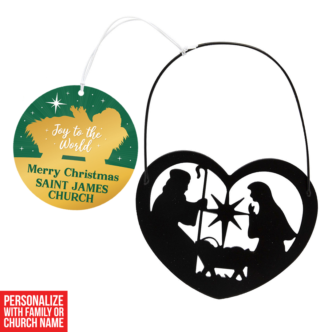 Custom Manger Metal Ornaments & Joy Cards - For 12