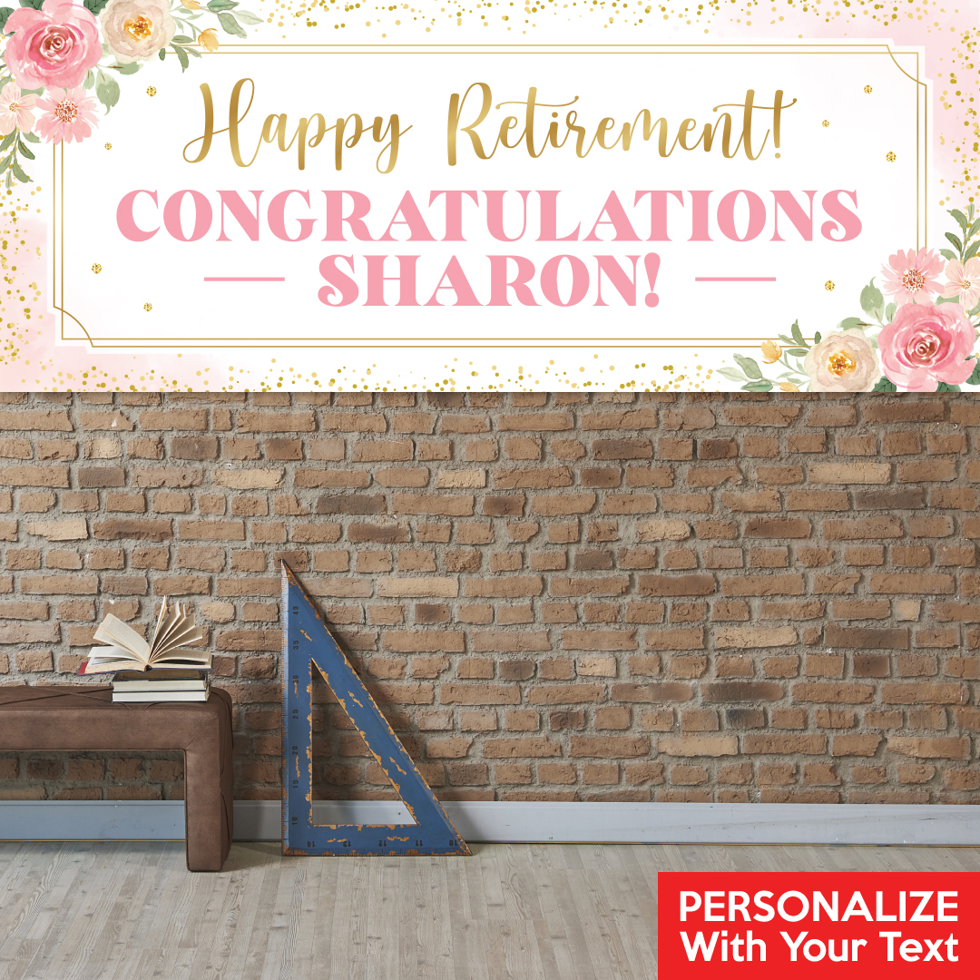 Retirement Floral PERSONALIZED Giant Vinyl Keepsake Banner