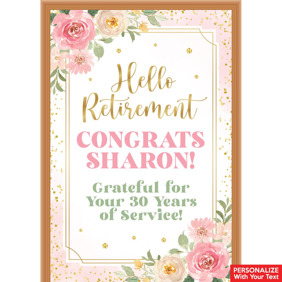 Retirement Floral PERSONALIZED Vinyl Keepsake Door Sign