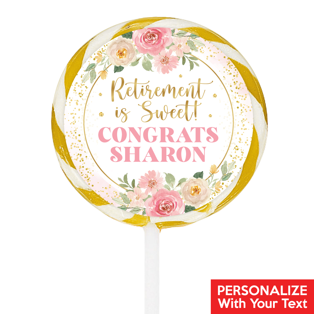 Retirement Floral PERSONALIZED Lollipops - 12 Pk