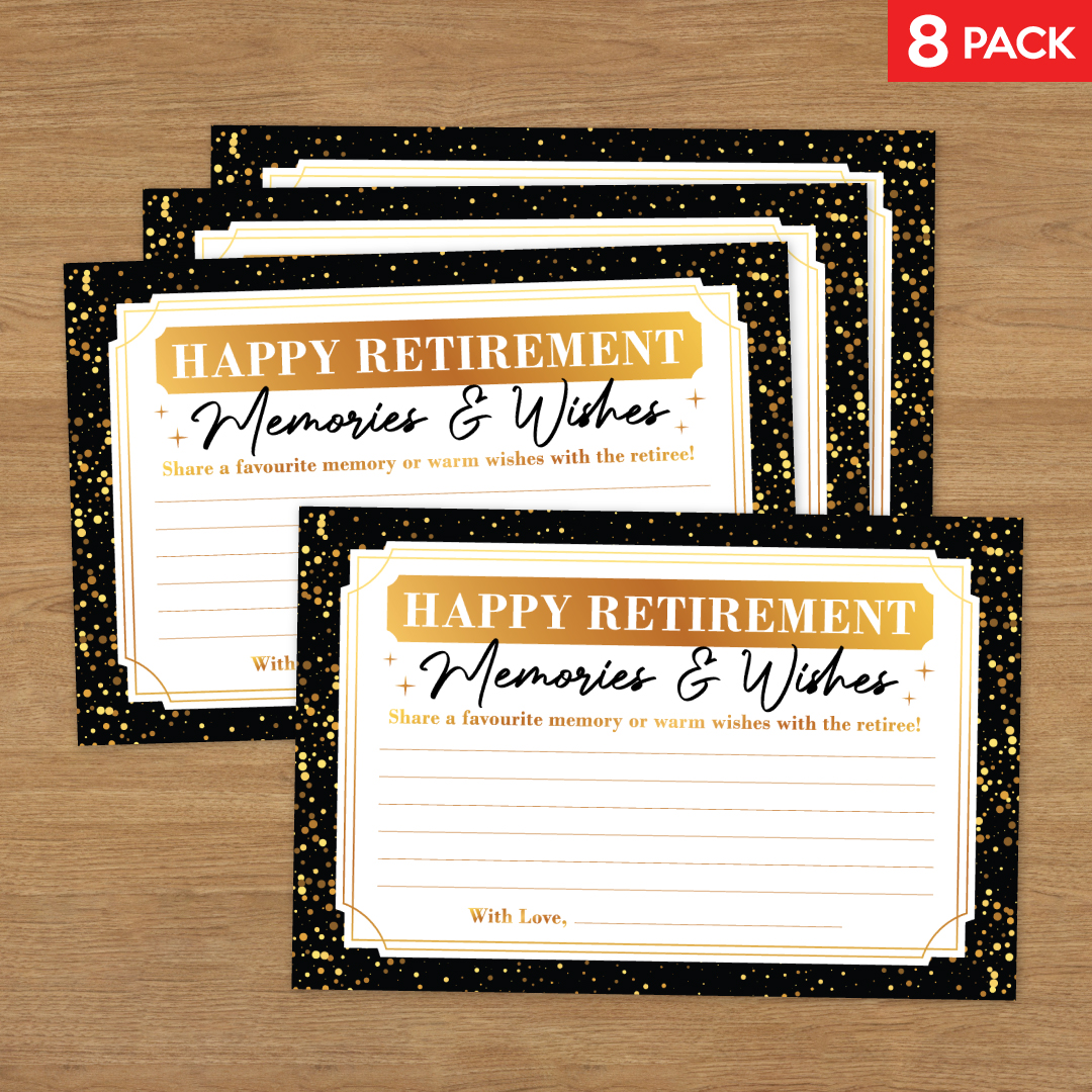 Memories & Wishes Black Gold Retirement Keepsake Cards- 8 Pk