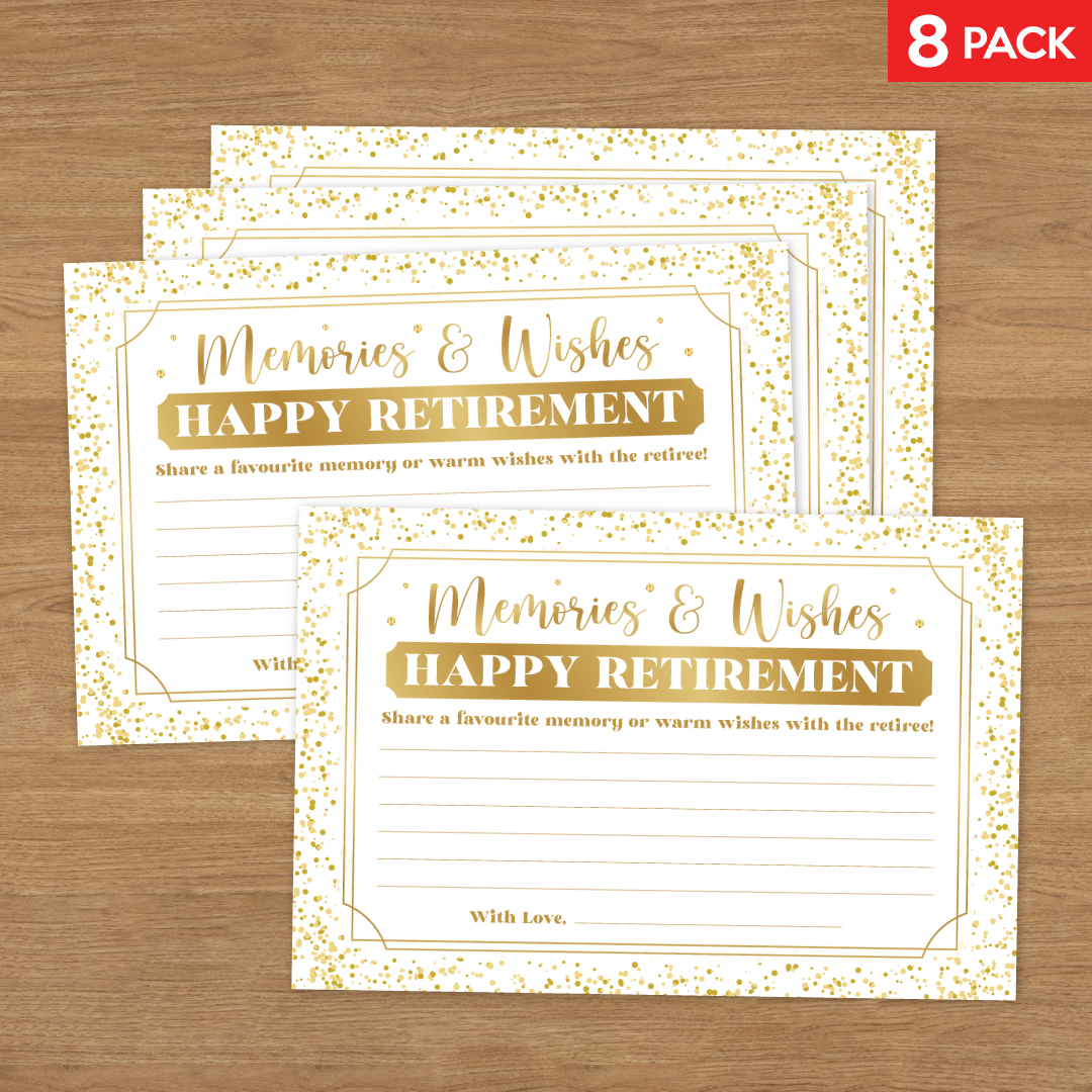 Memories & Wishes Gold Retirement Keepsake Cards- 8 Pk