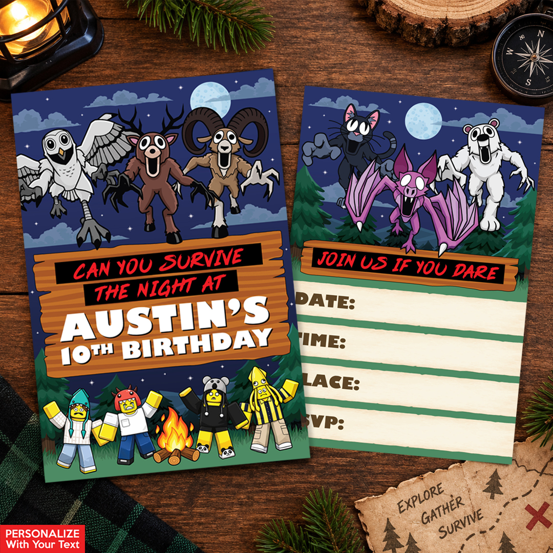 Roblox 99 Nights Personalized Invitations - 8 Pack