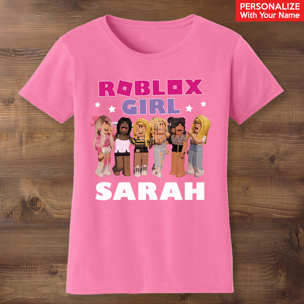 Roblox Girl Personalized Name Pink T-shirt